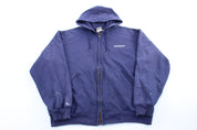 Carhartt Embroidered Logo Blue Zip Up Hoodie - ThriftedThreads.com