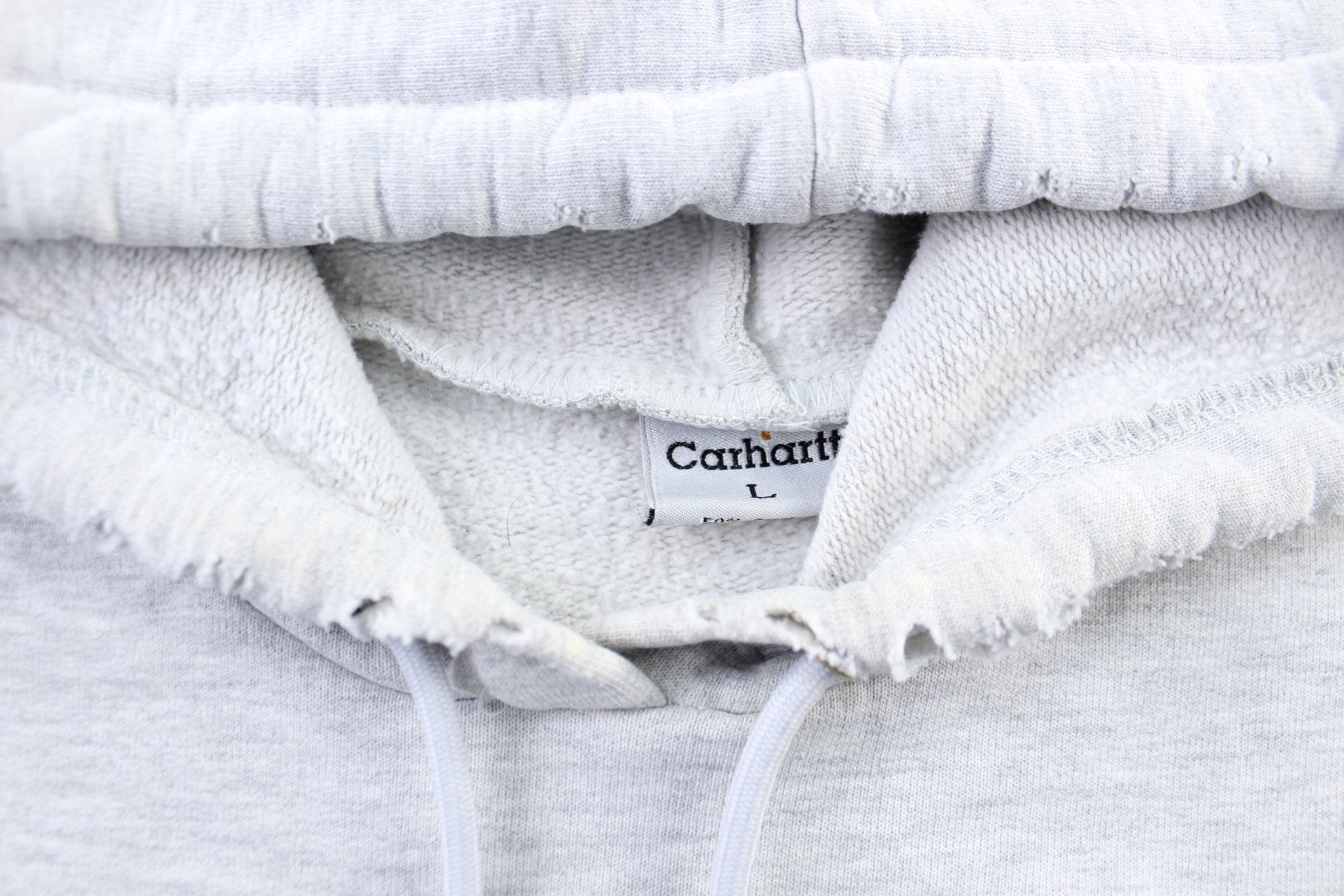 Carhartt Embroidered Logo Light Grey Pullover Hoodie - ThriftedThreads.com