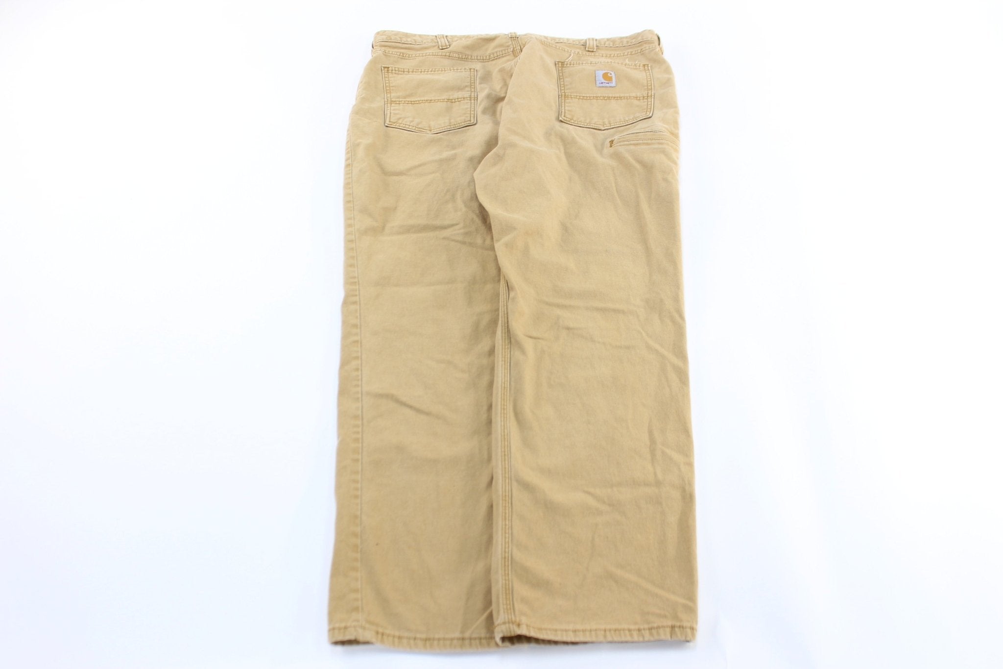 Carhartt Logo Light Tan Carpenter Pants - ThriftedThreads.com