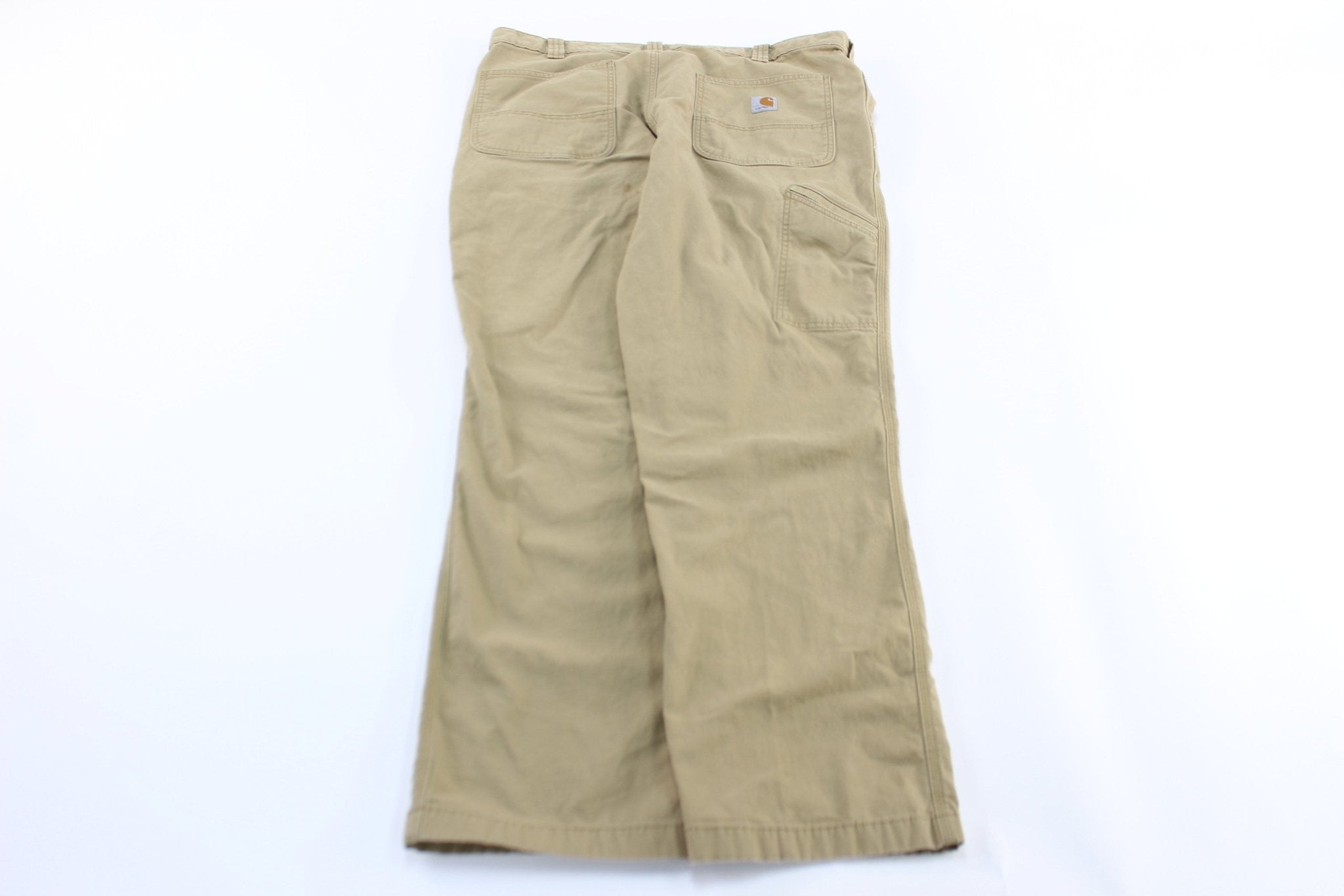 Carhartt Logo Light Tan Carpenter Pants - ThriftedThreads.com