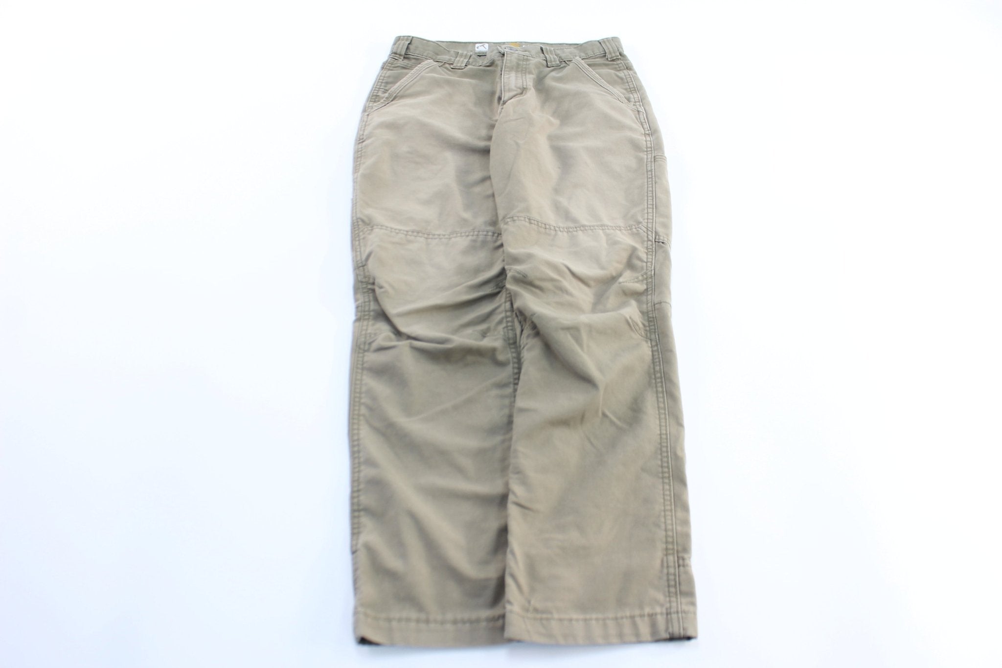 Carhartt Logo Light Tan Carpenter Pants - ThriftedThreads.com