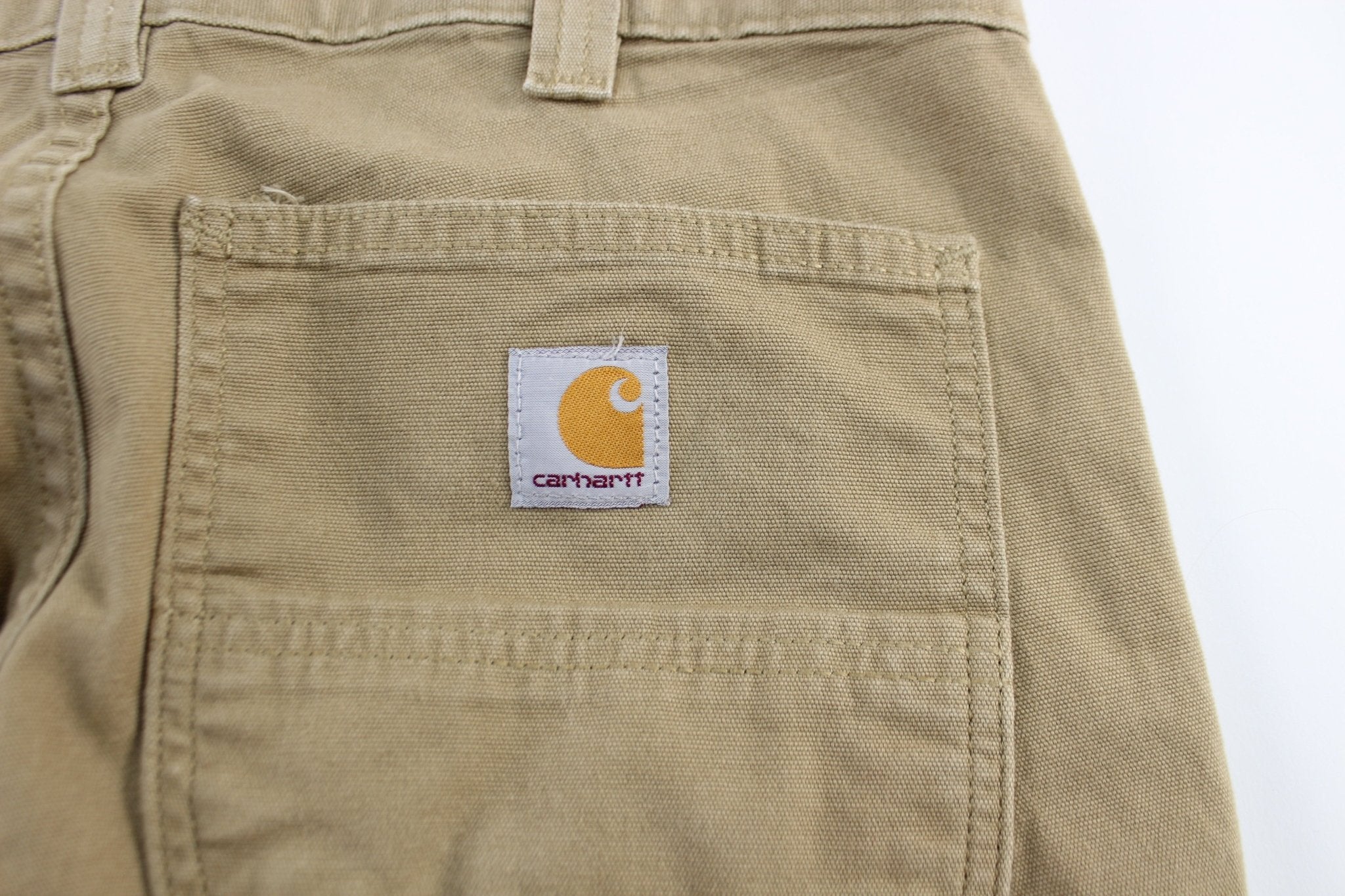 Carhartt Logo Light Tan Carpenter Pants - ThriftedThreads.com