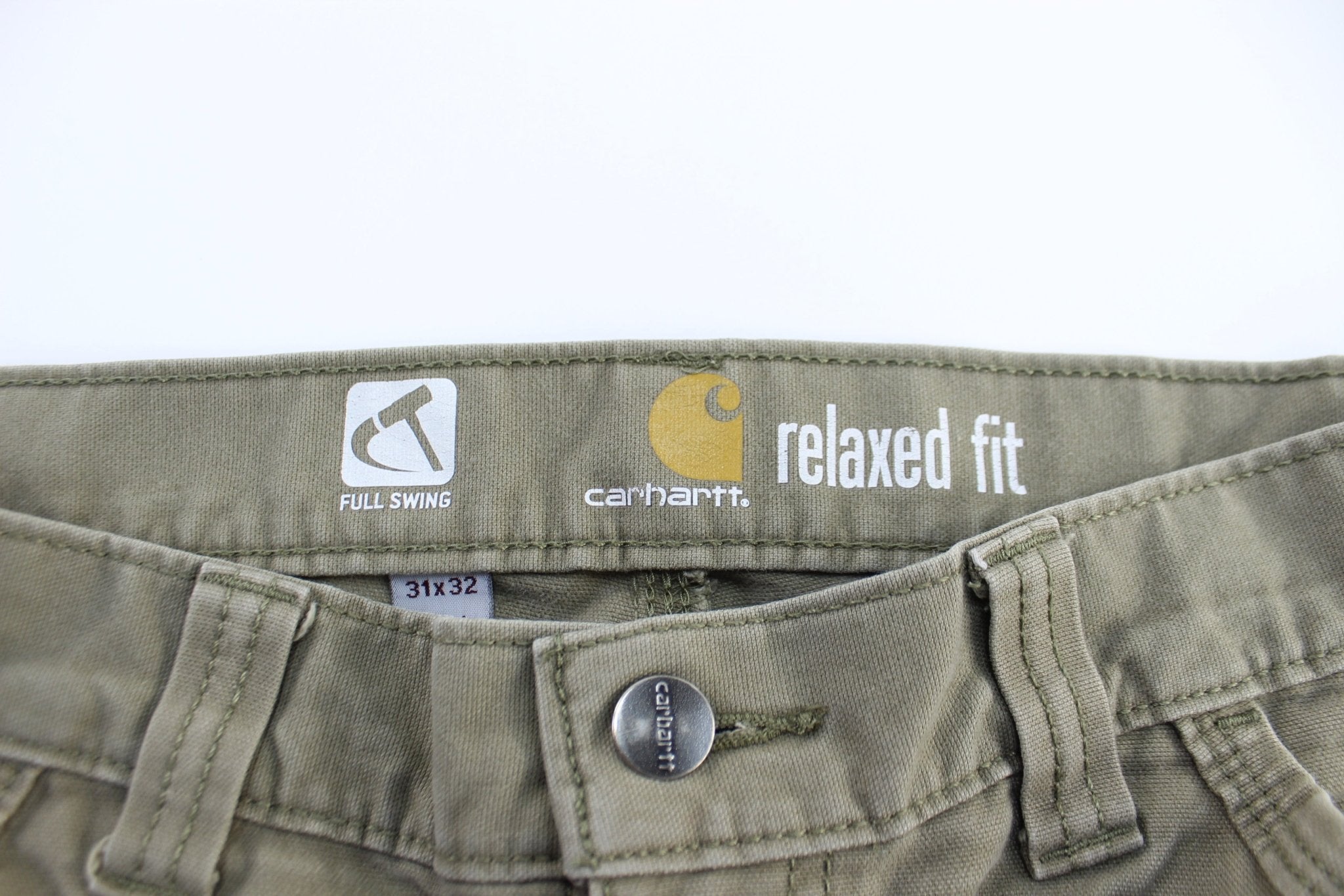 Carhartt Logo Light Tan Carpenter Pants - ThriftedThreads.com
