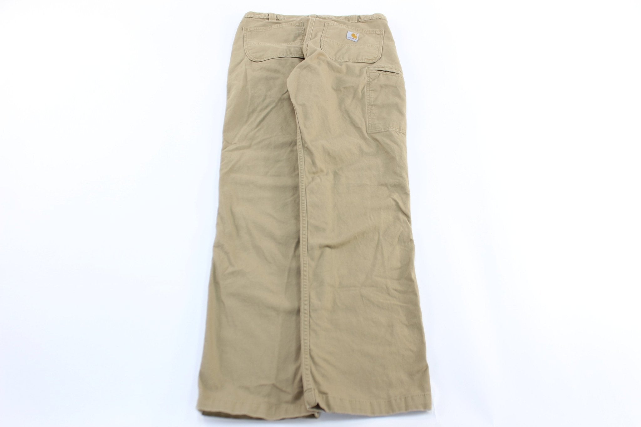 Carhartt Logo Light Tan Carpenter Pants - ThriftedThreads.com