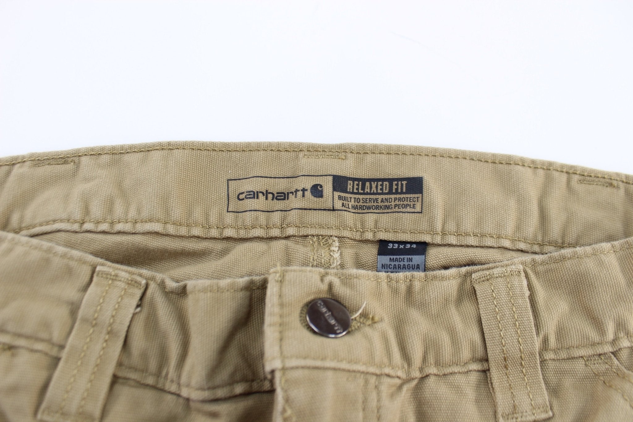 Carhartt Logo Light Tan Carpenter Pants - ThriftedThreads.com