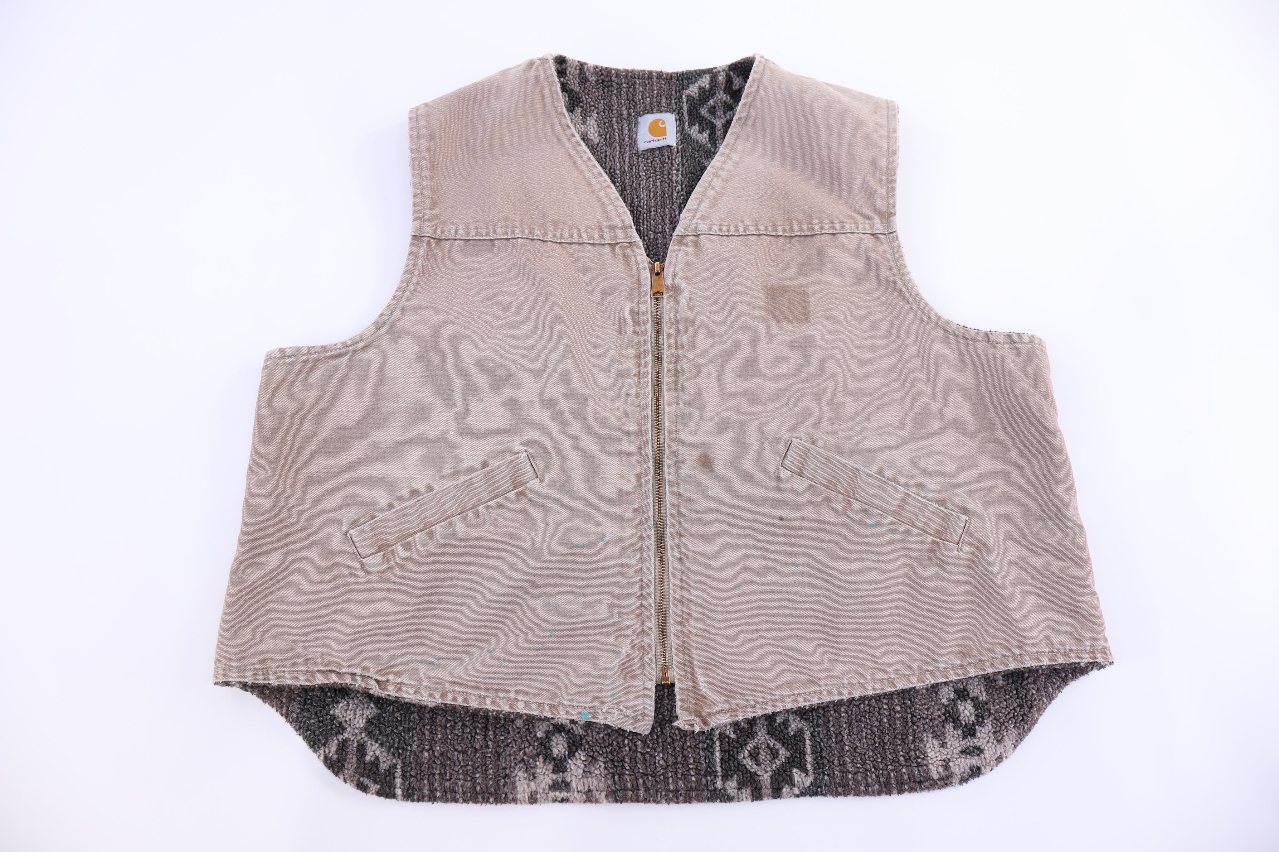 Carhartt Logo Patch Aztec Pattern Vest - Vest - Thrifted Threads