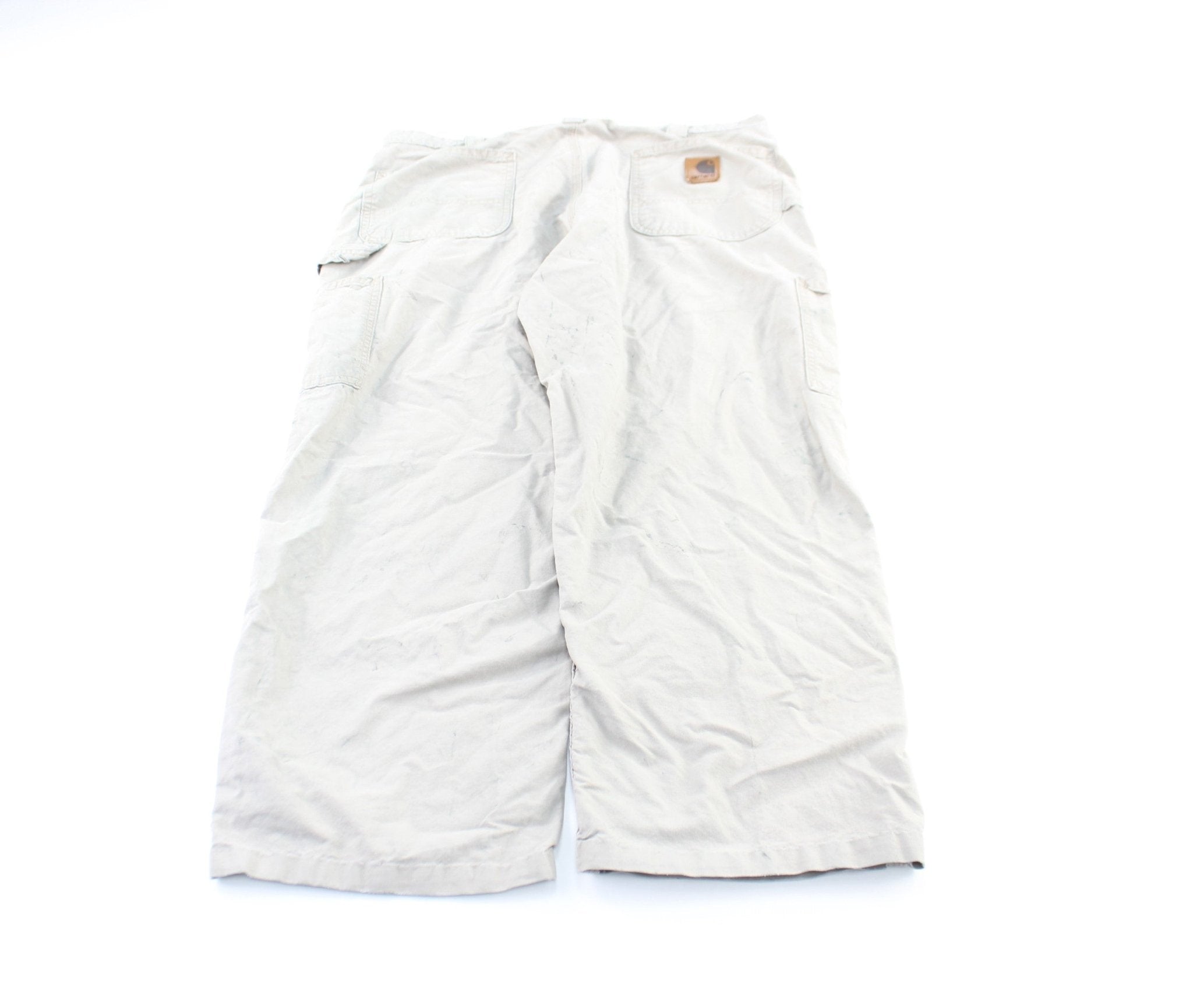 Carhartt Logo Patch Beige Carpenter Pants - ThriftedThreads.com
