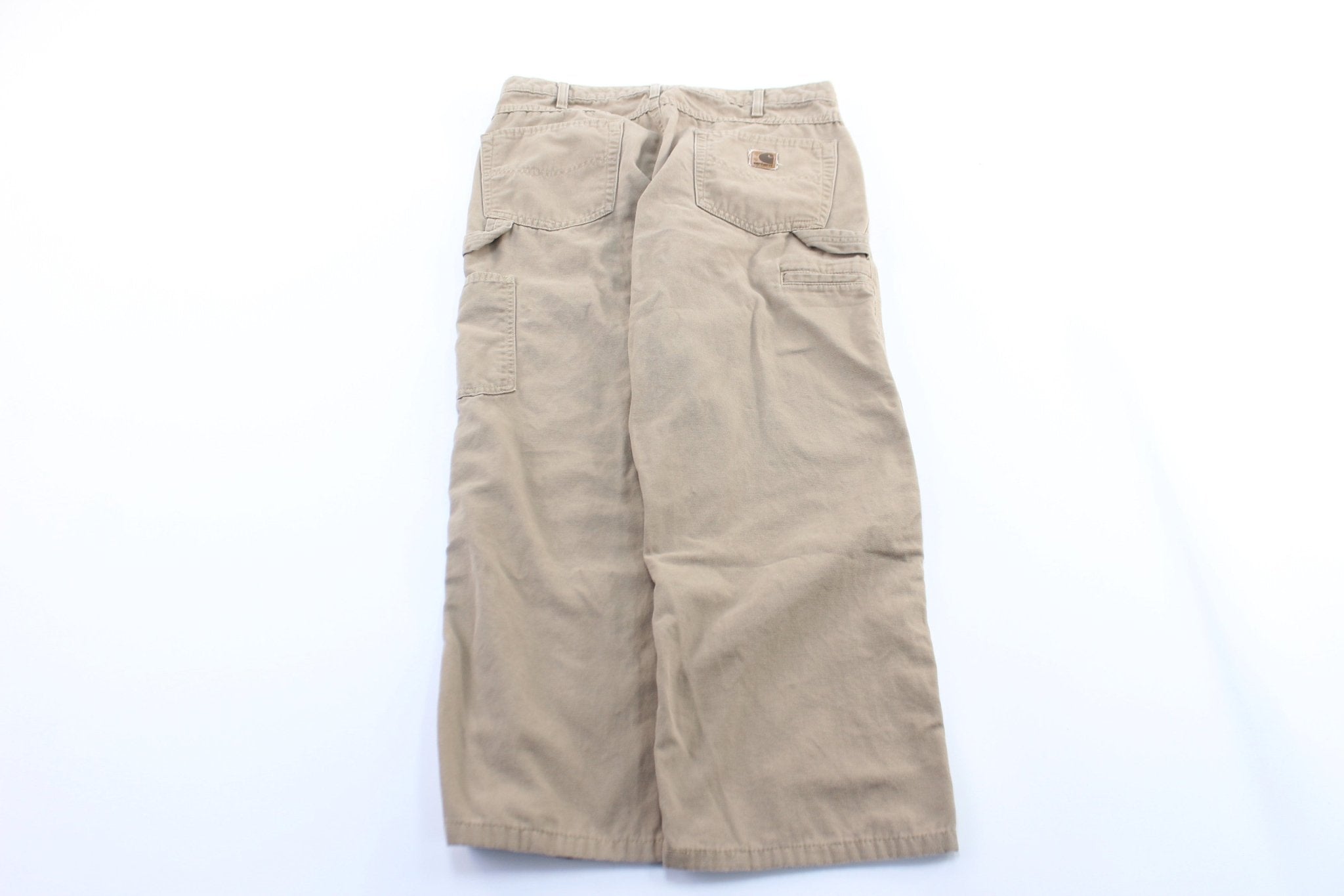 Carhartt Logo Patch Beige Carpenter Pants - ThriftedThreads.com