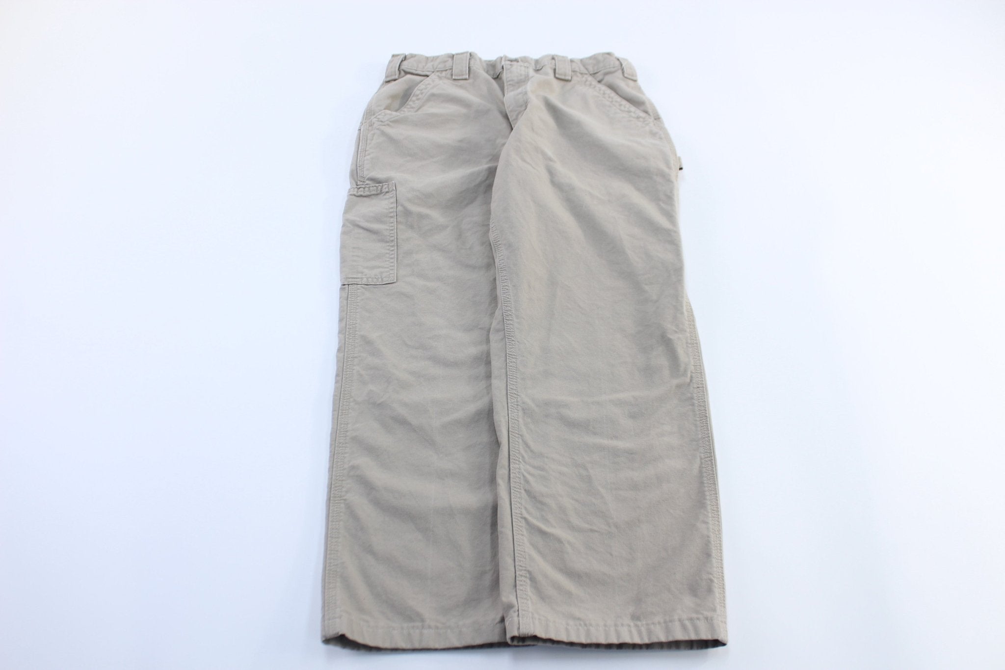Carhartt Logo Patch Beige Carpenter Pants - ThriftedThreads.com