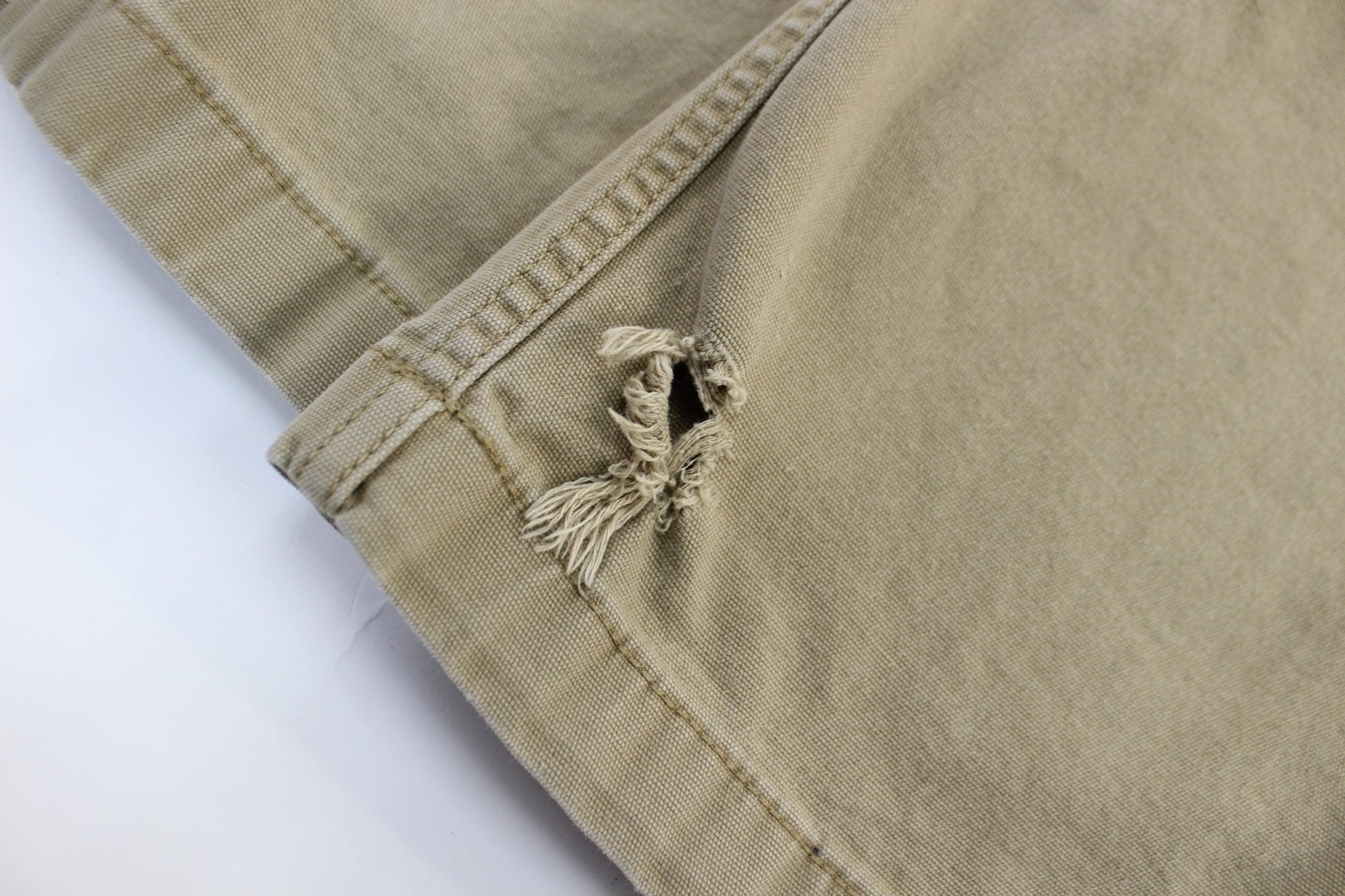 Carhartt Logo Patch Beige Carpenter Pants - ThriftedThreads.com