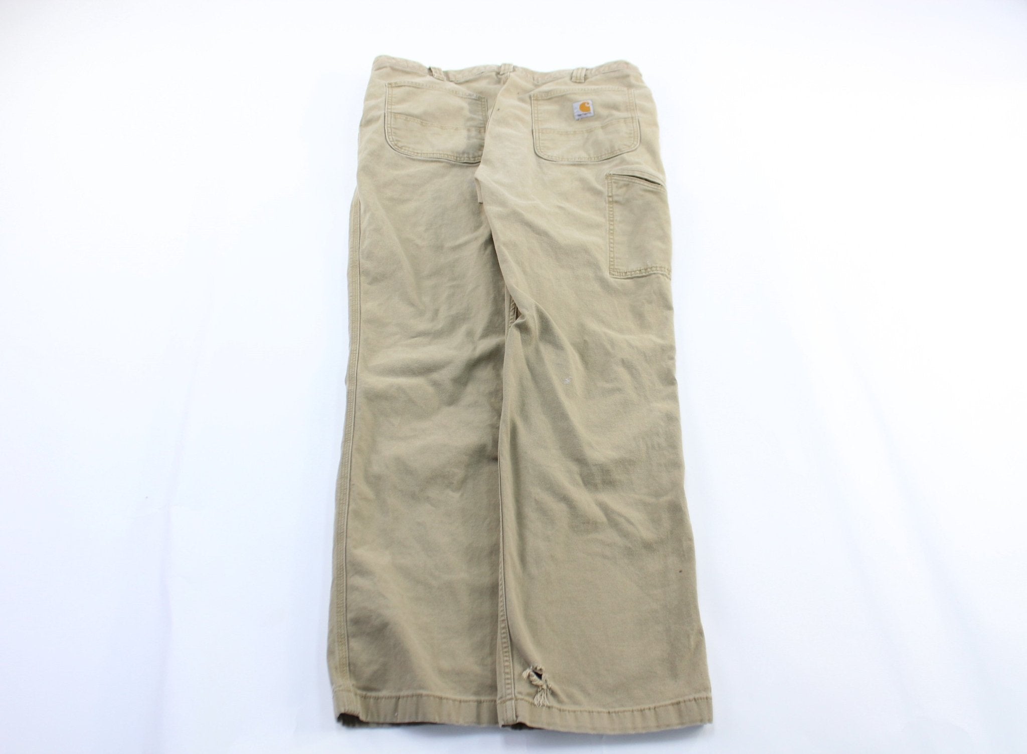 Carhartt Logo Patch Beige Carpenter Pants - ThriftedThreads.com