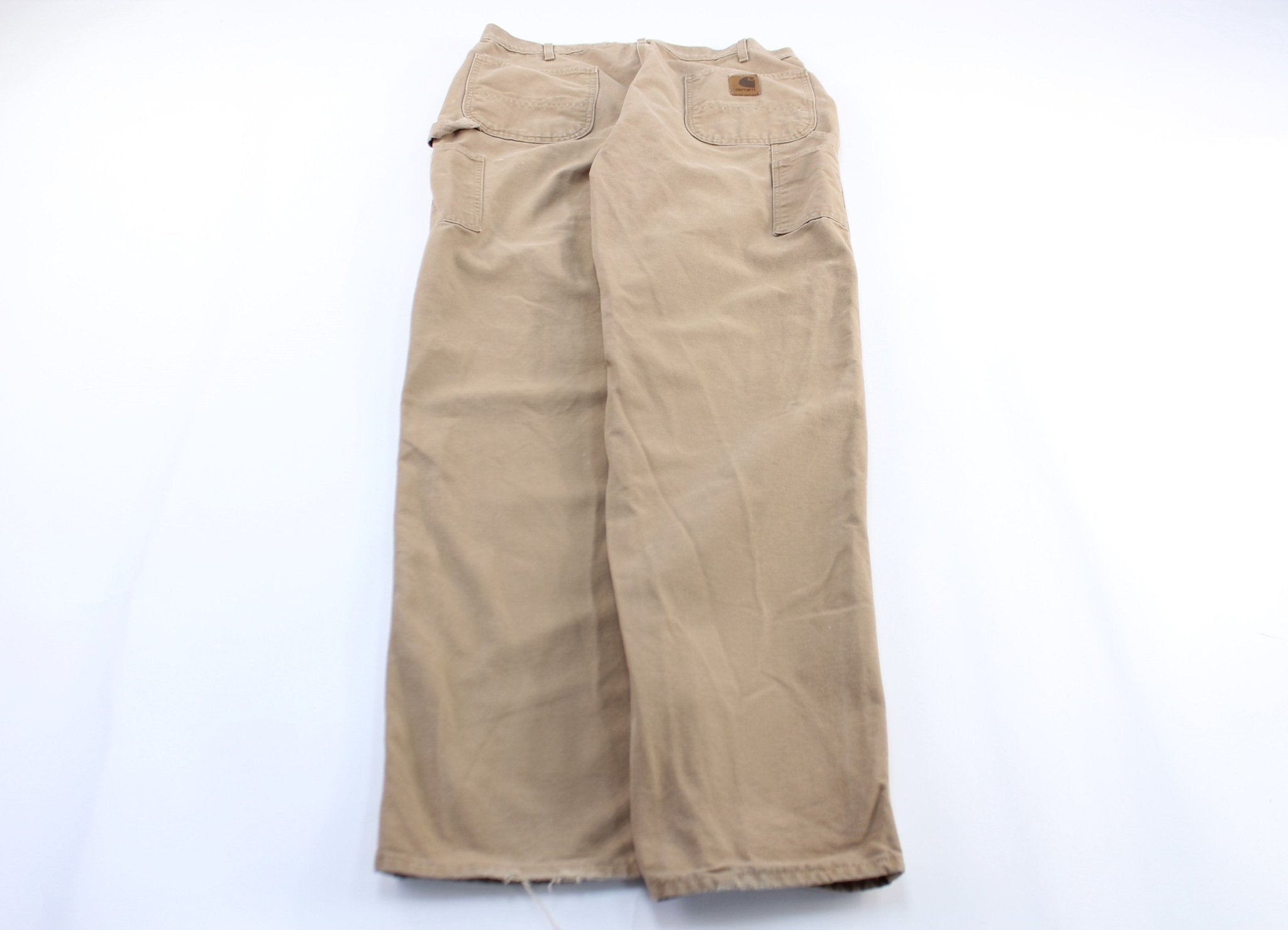 Carhartt Logo Patch Beige Carpenter Pants - ThriftedThreads.com