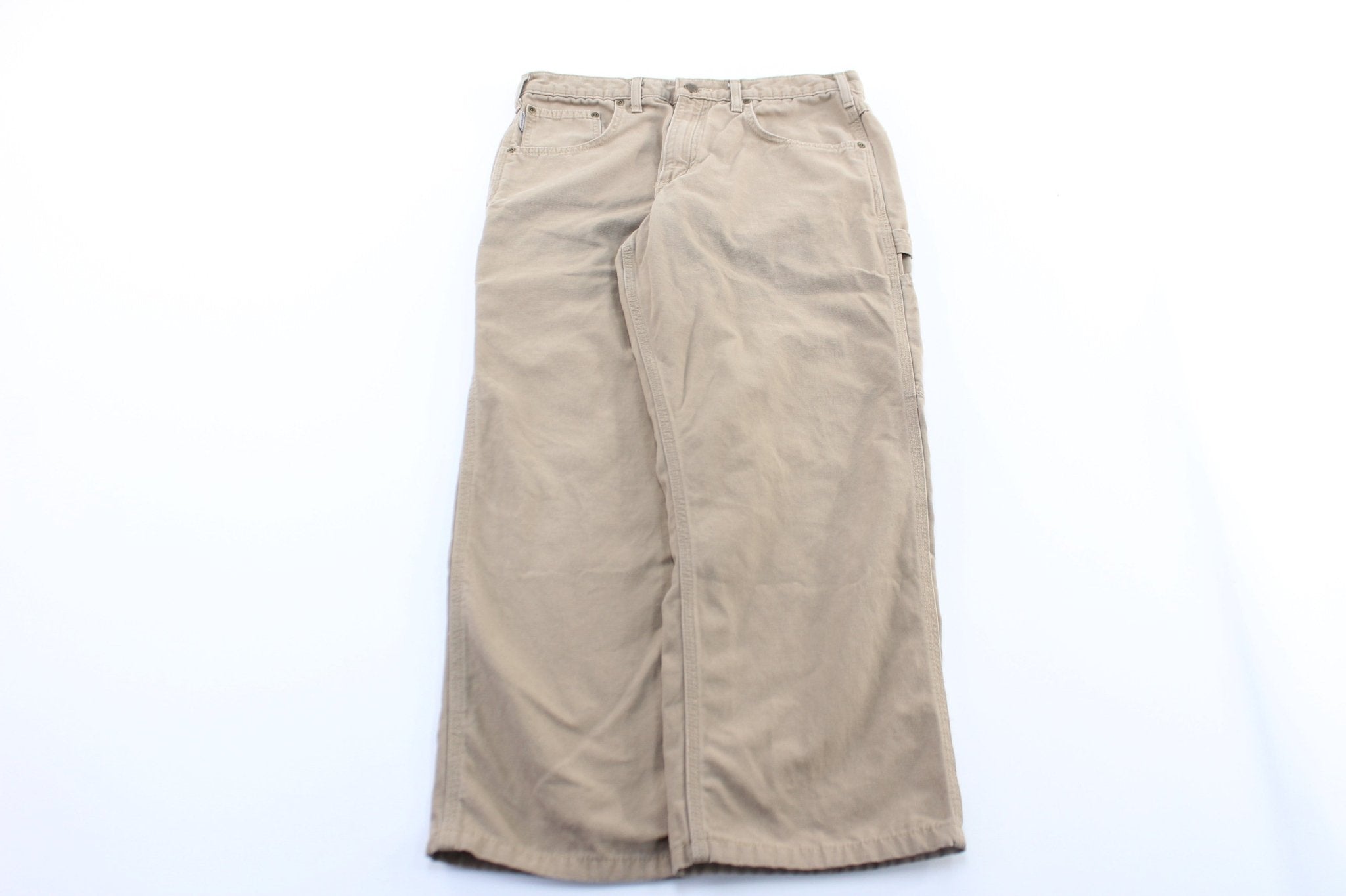 Carhartt Logo Patch Beige Carpenter Pants - ThriftedThreads.com