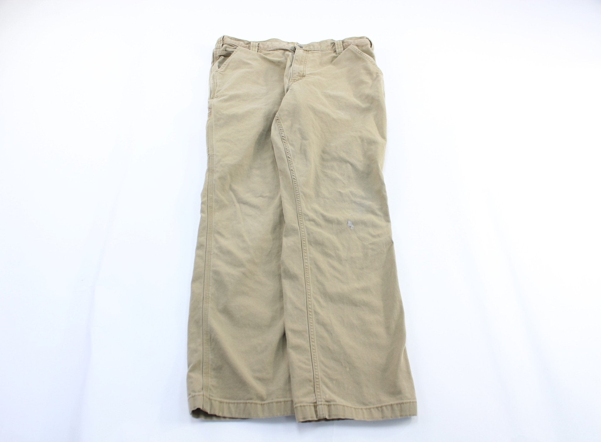 Carhartt Logo Patch Beige Carpenter Pants - ThriftedThreads.com