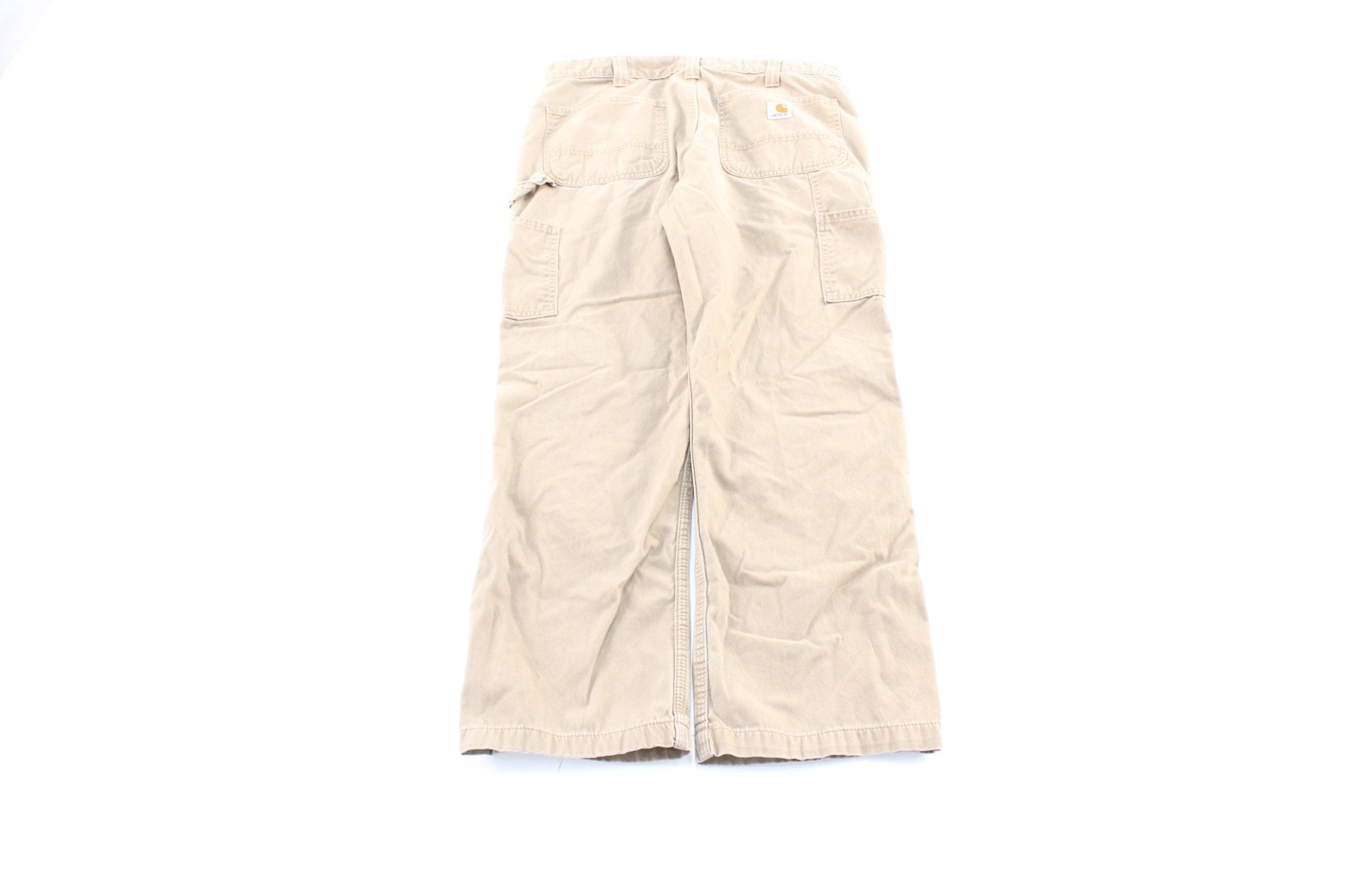 Carhartt Logo Patch Beige Carpenter Pants - ThriftedThreads.com