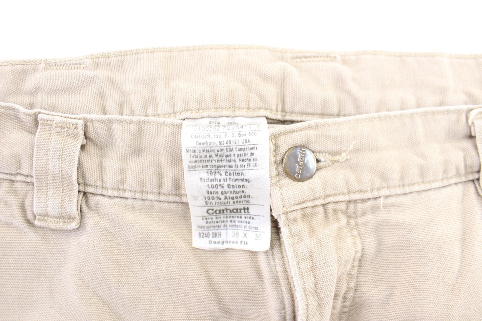 Carhartt Logo Patch Beige Carpenter Pants - ThriftedThreads.com