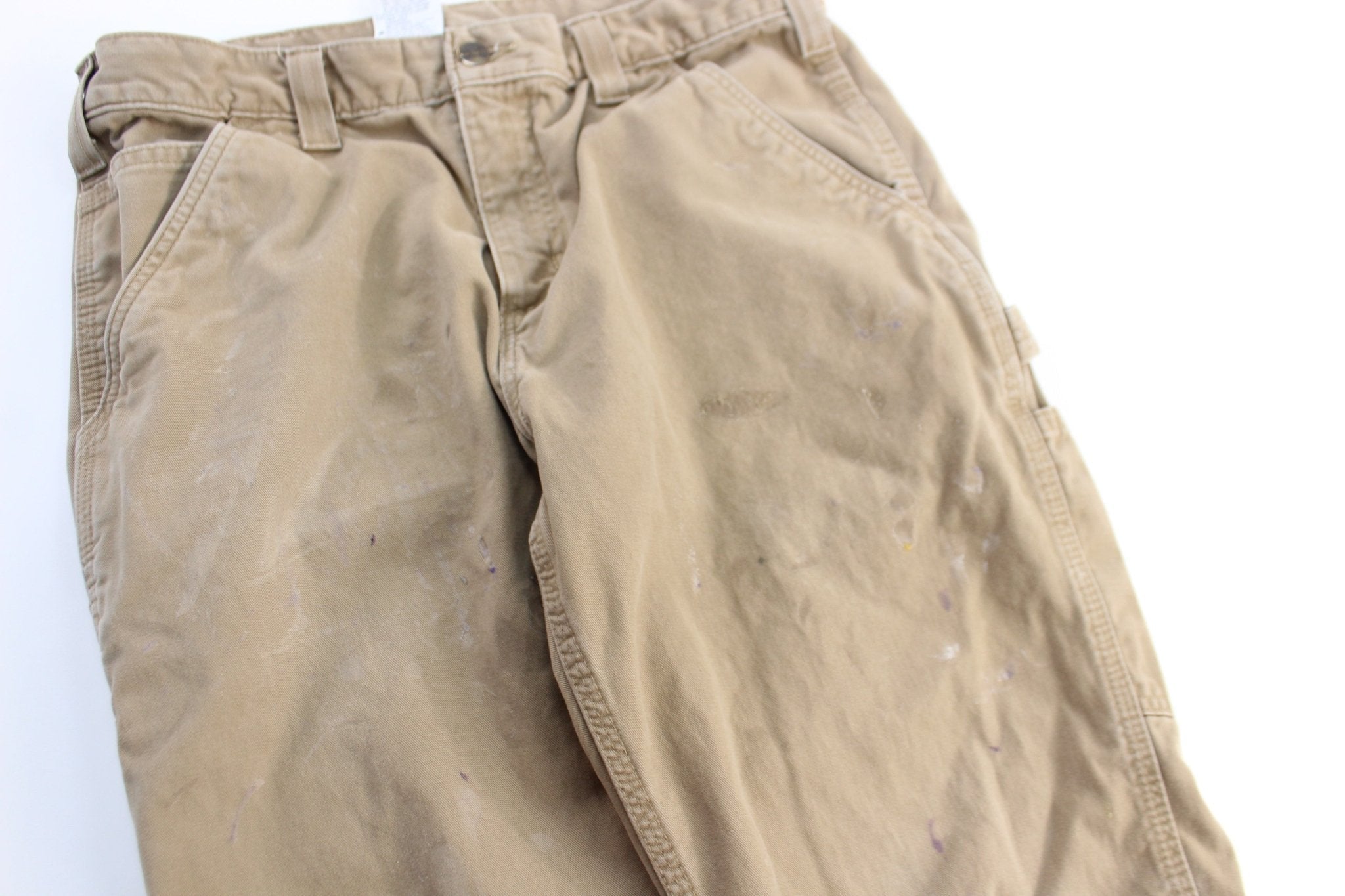 Carhartt Logo Patch Beige Carpenter Pants - Pants/Shorts - Thrifted Threads