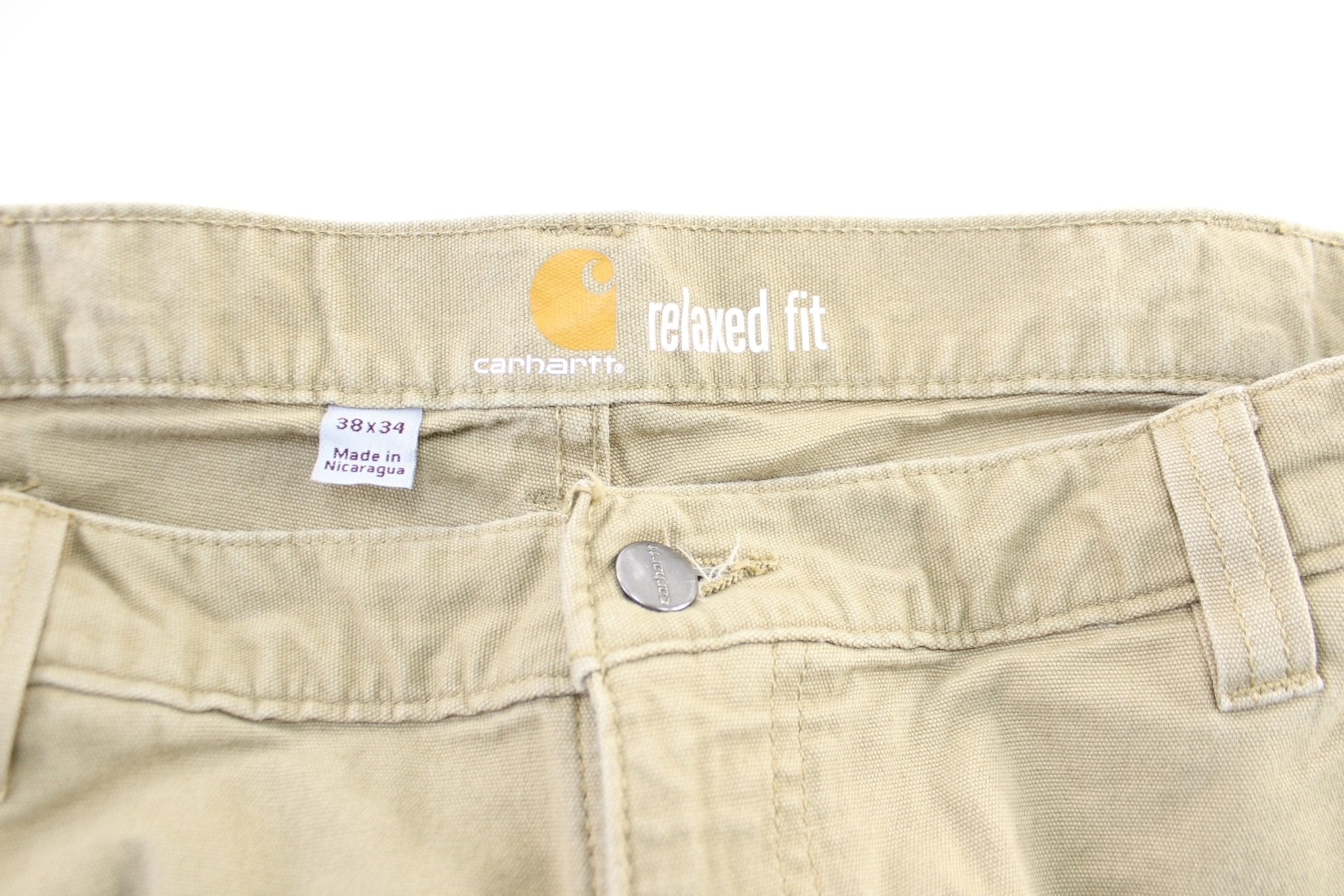 Carhartt Logo Patch Beige Pants - ThriftedThreads.com
