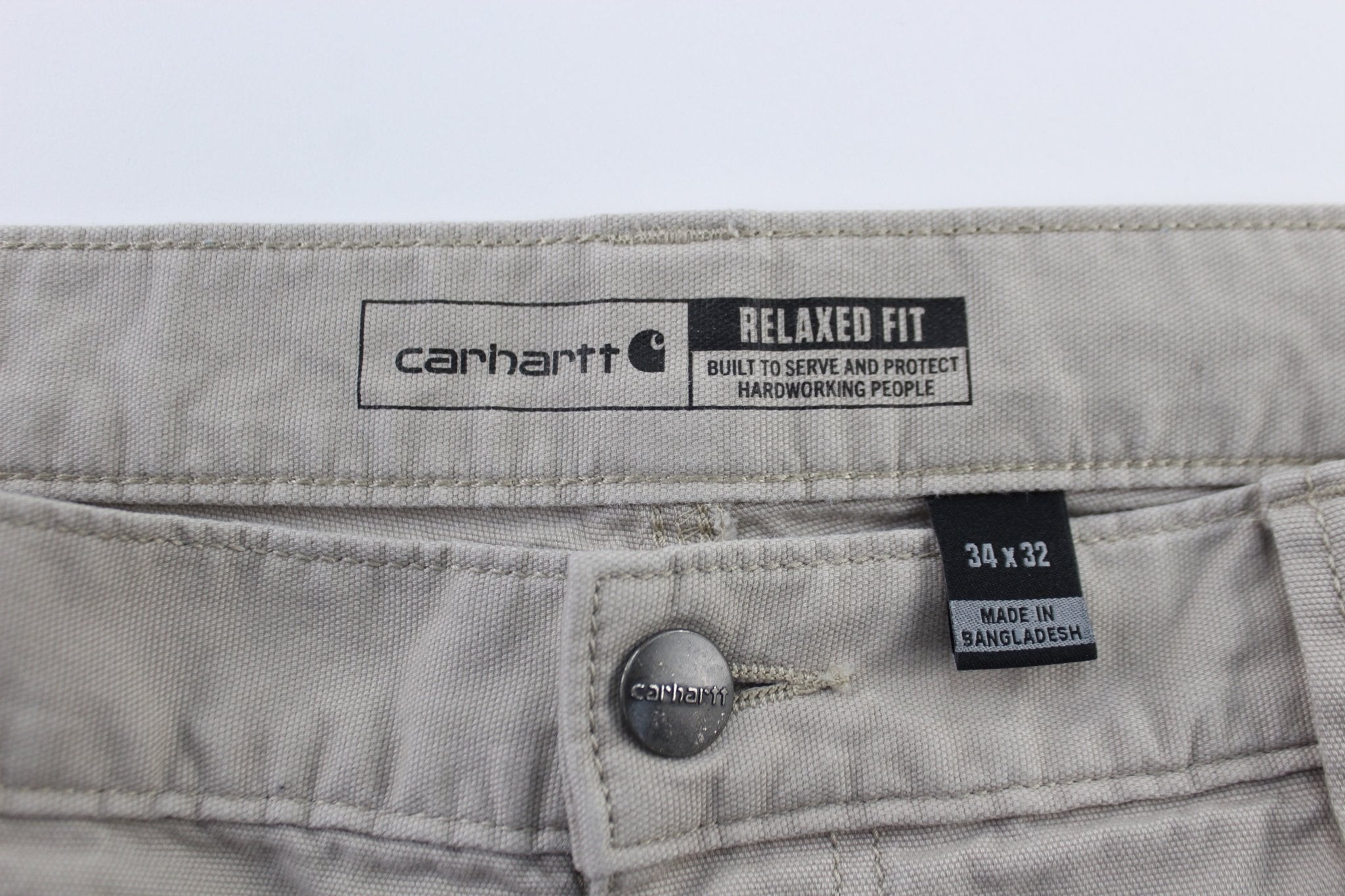 Carhartt Logo Patch Beige Pants - ThriftedThreads.com