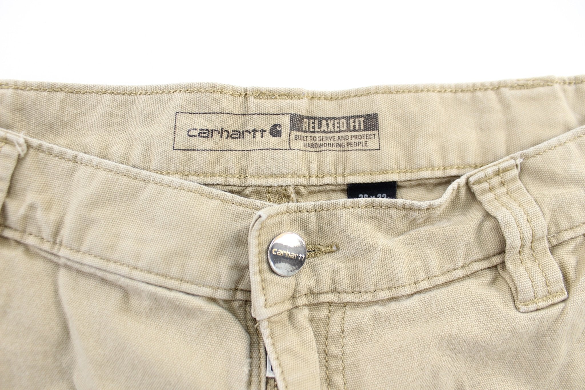 Carhartt Logo Patch Beige Pants - ThriftedThreads.com