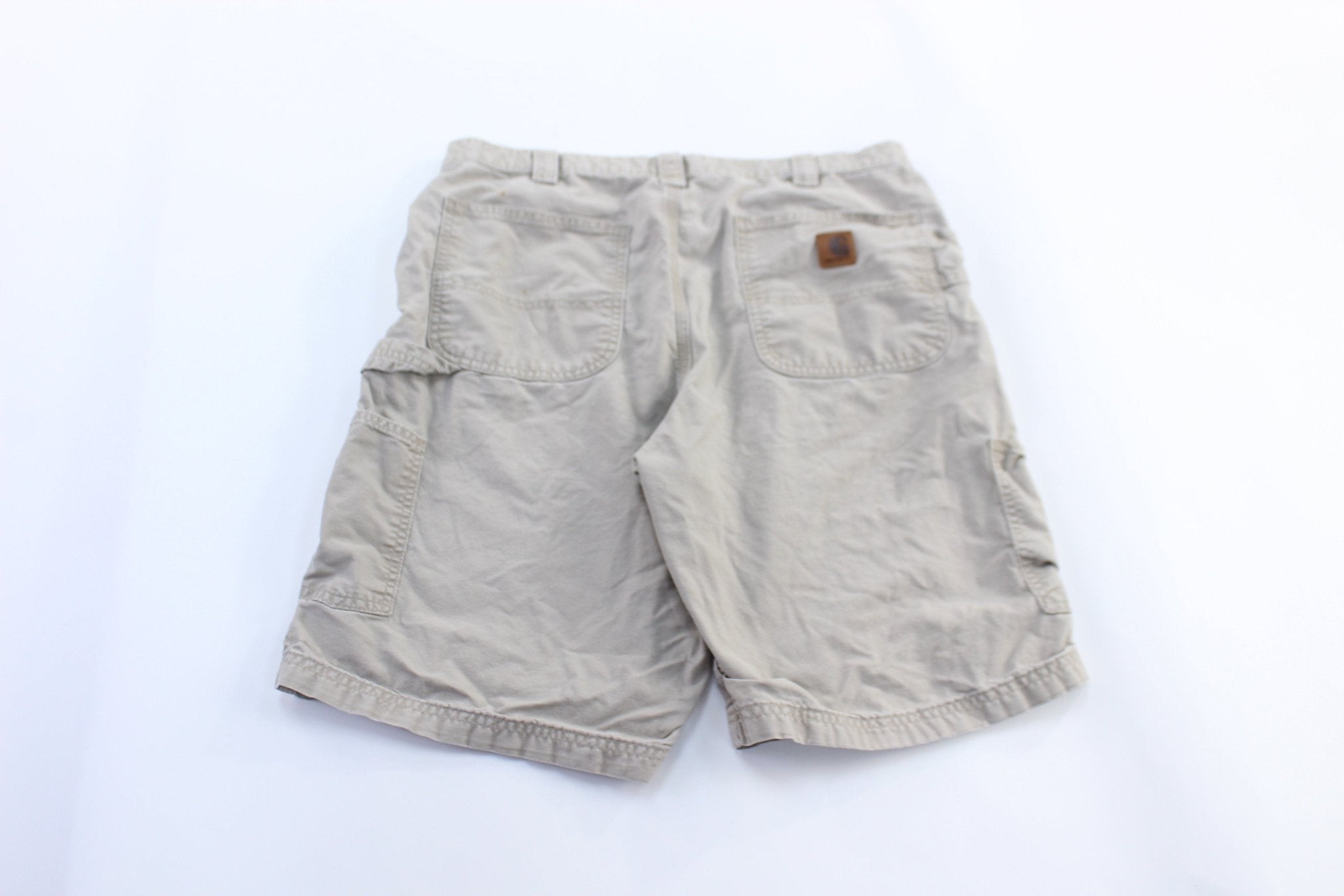 Carhartt Logo Patch Beige Shorts - ThriftedThreads.com