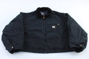 Carhartt Logo Patch Black Blanket Lined Detroit Jacket - ThriftedThreads.com