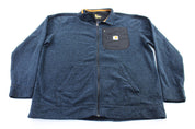 Carhartt Logo Patch Black & Blue Zip Up Jacket - ThriftedThreads.com