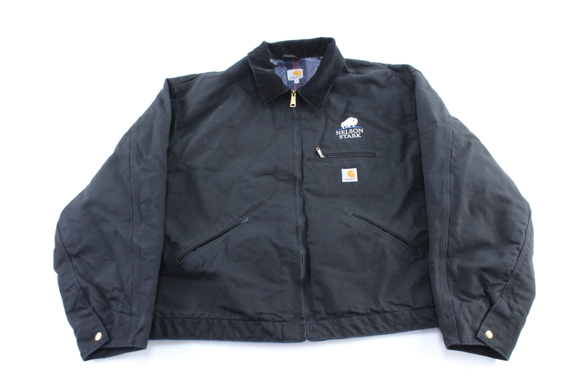 Carhartt Logo Patch Black Detroit Zip Up Jacket - Jacket - Thrifted Threads