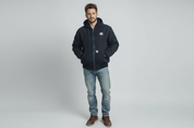 Carhartt Logo Patch Black Full Zip Hooded Jacket - ThriftedThreads.com