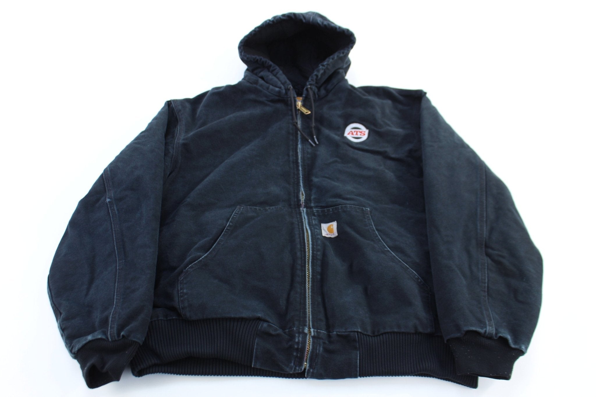 Carhartt Logo Patch Black Full Zip Hooded Jacket - Jacket - Thrifted Threads