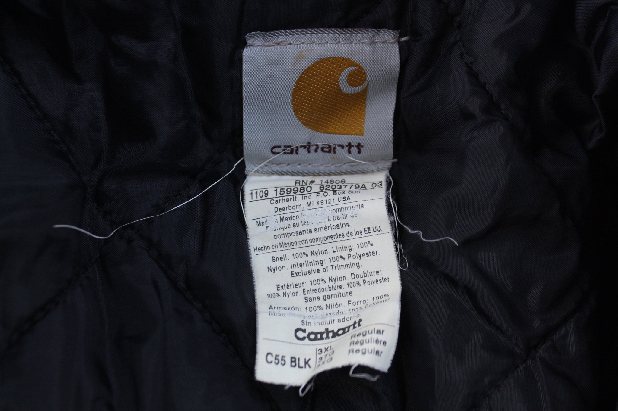 Carhartt Logo Patch Black Full Zip Jacket - ThriftedThreads.com