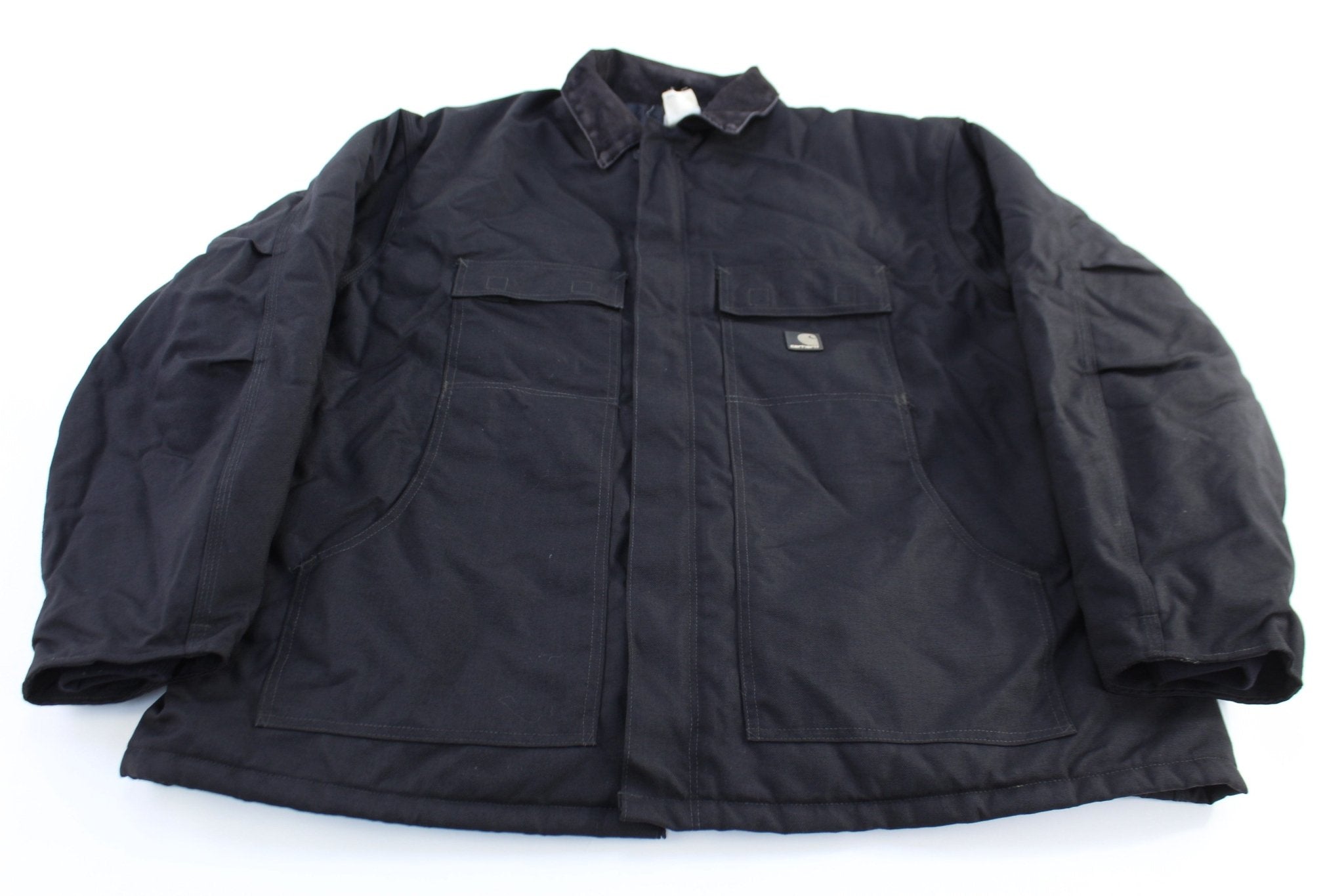 Carhartt Logo Patch Black Full Zip Jacket - ThriftedThreads.com