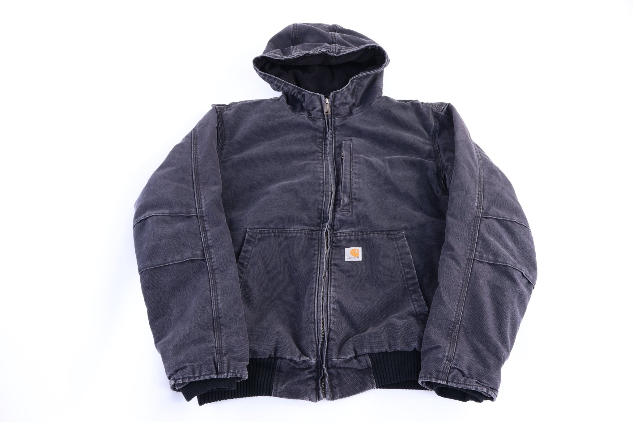 Carhartt Logo Patch Black Full Zip Jacket - Jacket - Thrifted Threads