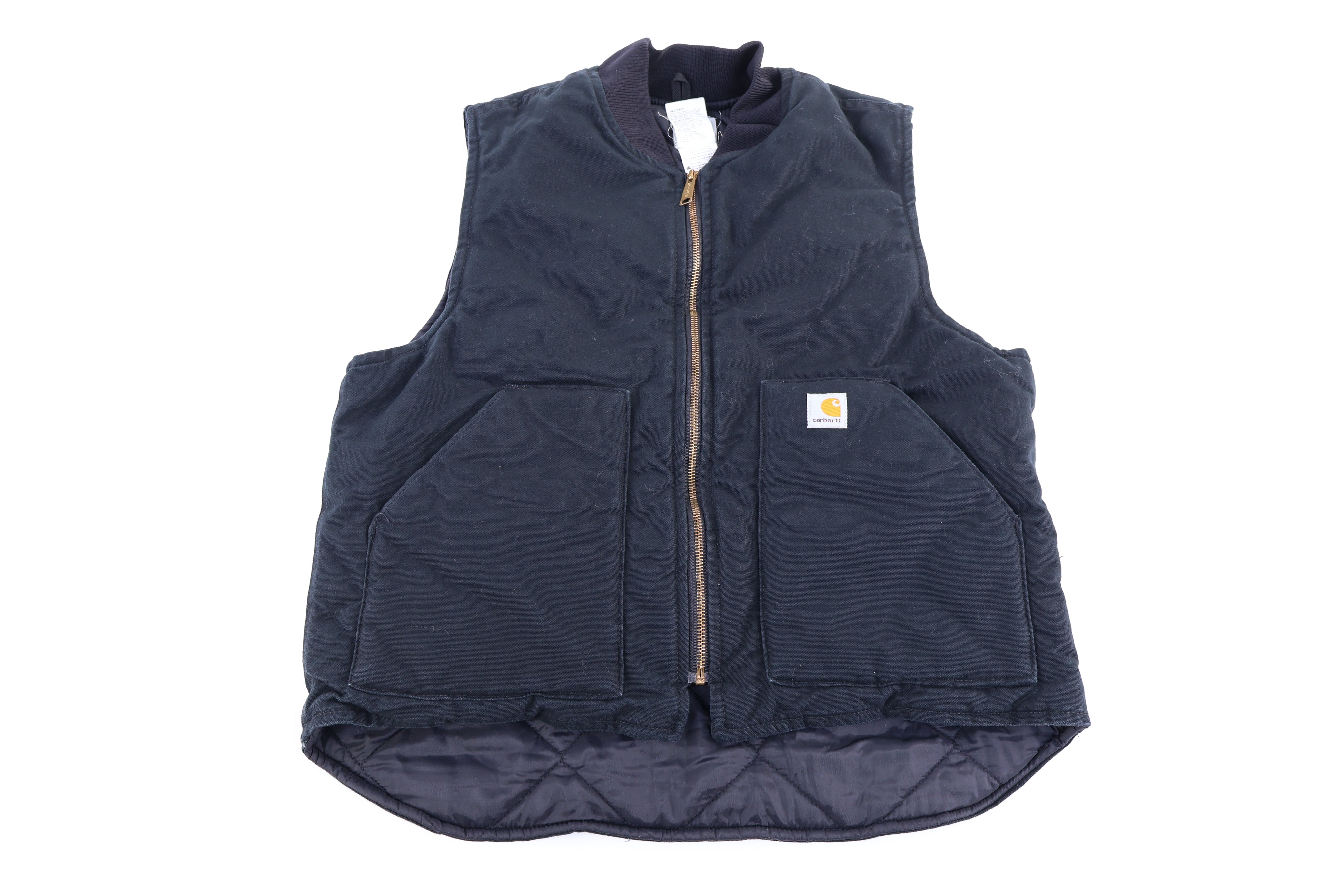 Carhartt Logo Patch Black Full Zip Vest - Vest - Thrifted Threads