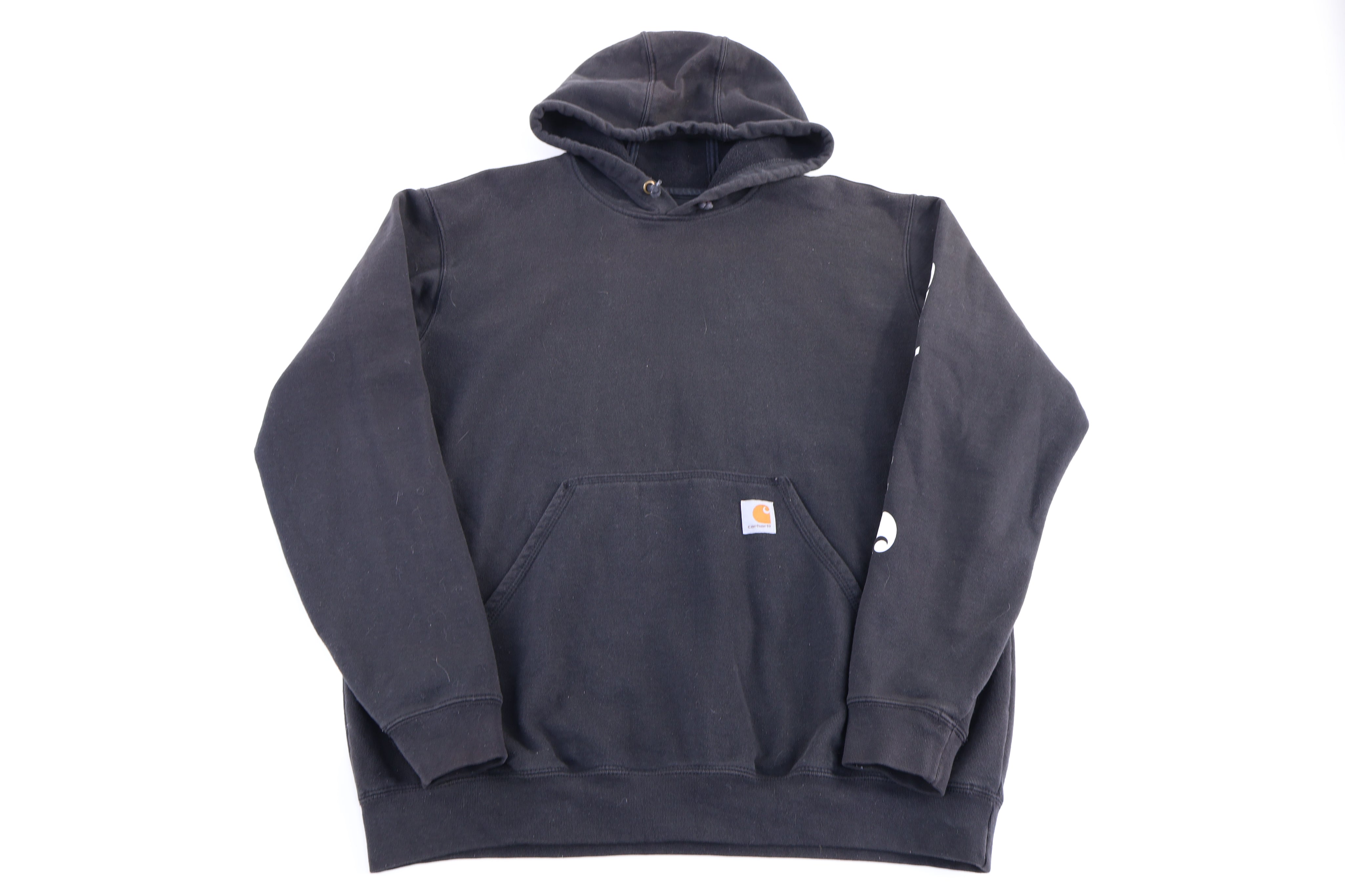 Carhartt Logo Patch Black Pullover Hoodie - Sweatshirt - Thrifted Threads
