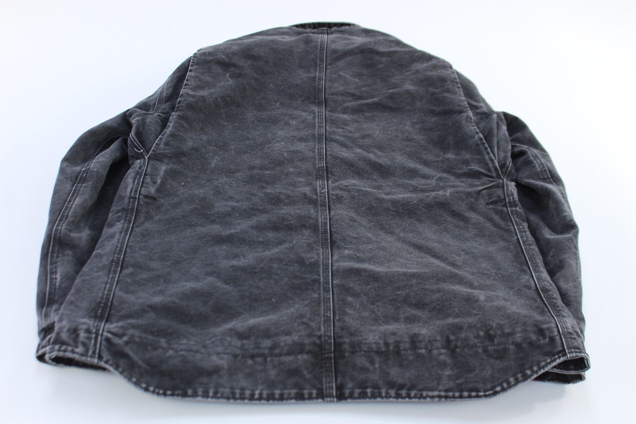 Carhartt Logo Patch Black Sherpa Lined Zip Up Jacket - ThriftedThreads.com