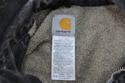 Carhartt Logo Patch Black Sherpa Lined Zip Up Jacket - ThriftedThreads.com