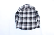 Carhartt Logo Patch Black & White Plaid LS Button Down Shirt - ThriftedThreads.com