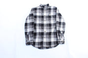 Carhartt Logo Patch Black & White Plaid LS Button Down Shirt - ThriftedThreads.com