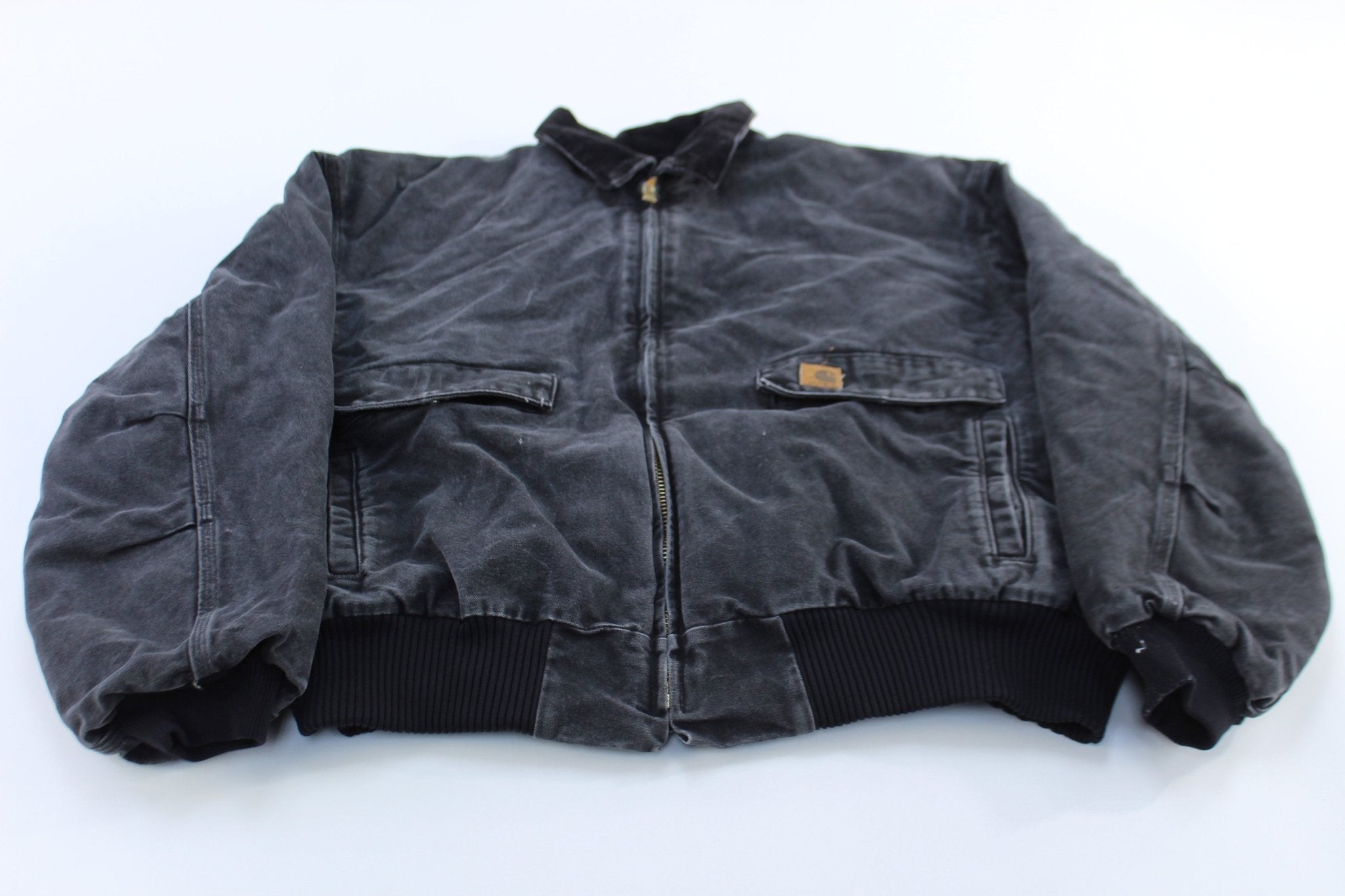 Carhartt Logo Patch Black Zip Up Jacket - ThriftedThreads.com