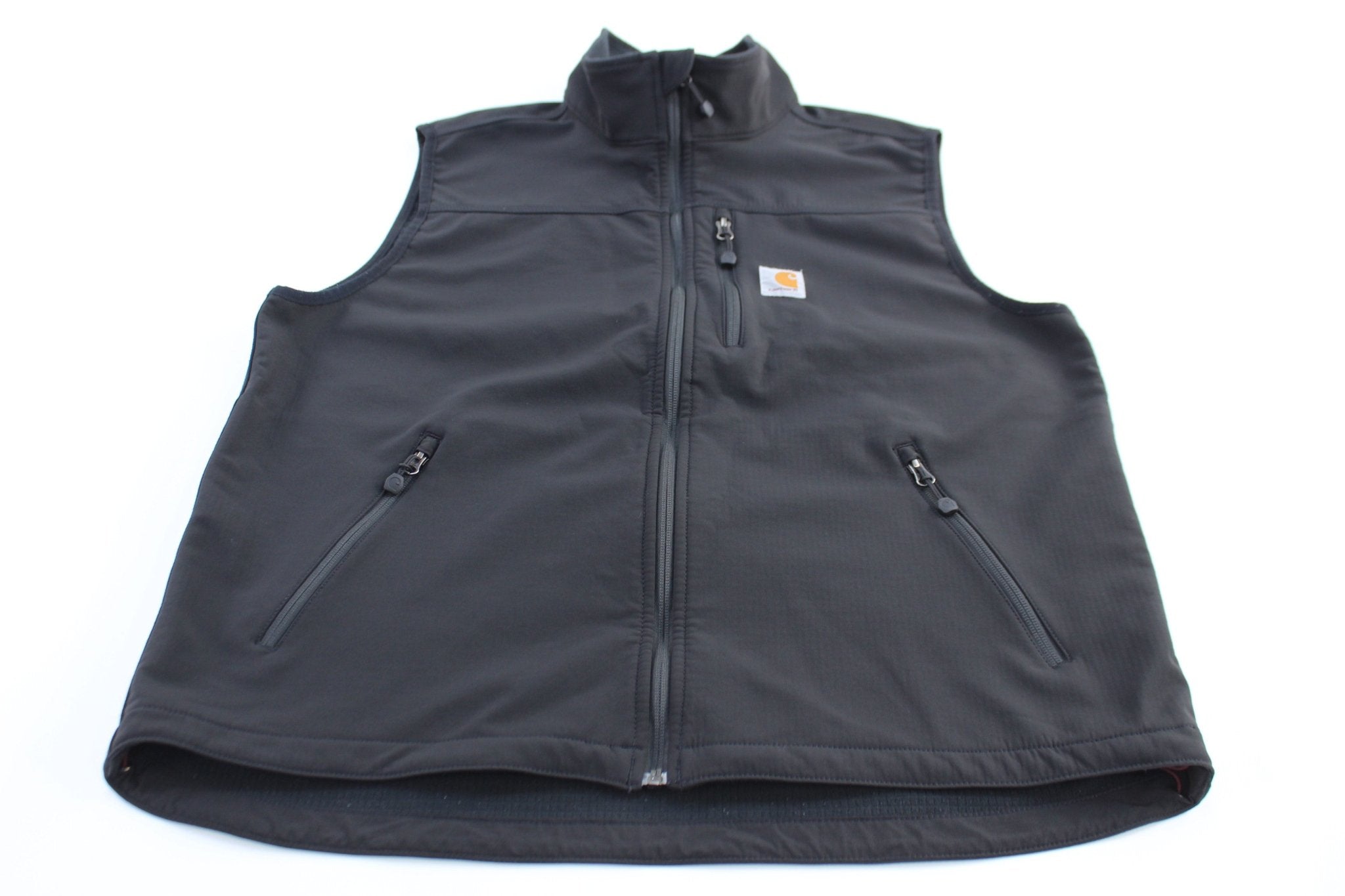 Carhartt Logo Patch Black Zip Up Vest - ThriftedThreads.com
