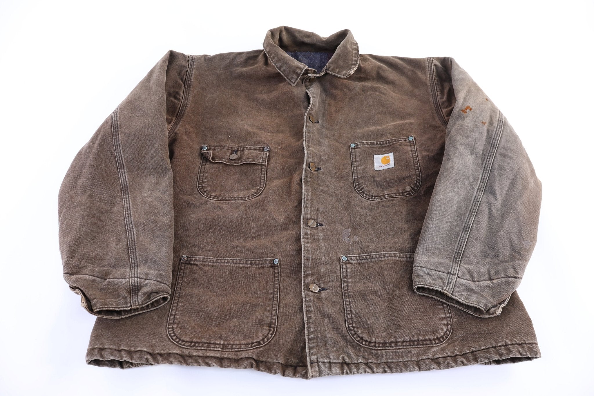 Carhartt Logo Patch Blanket Lined Chore Jacket - Jacket - Thrifted Threads
