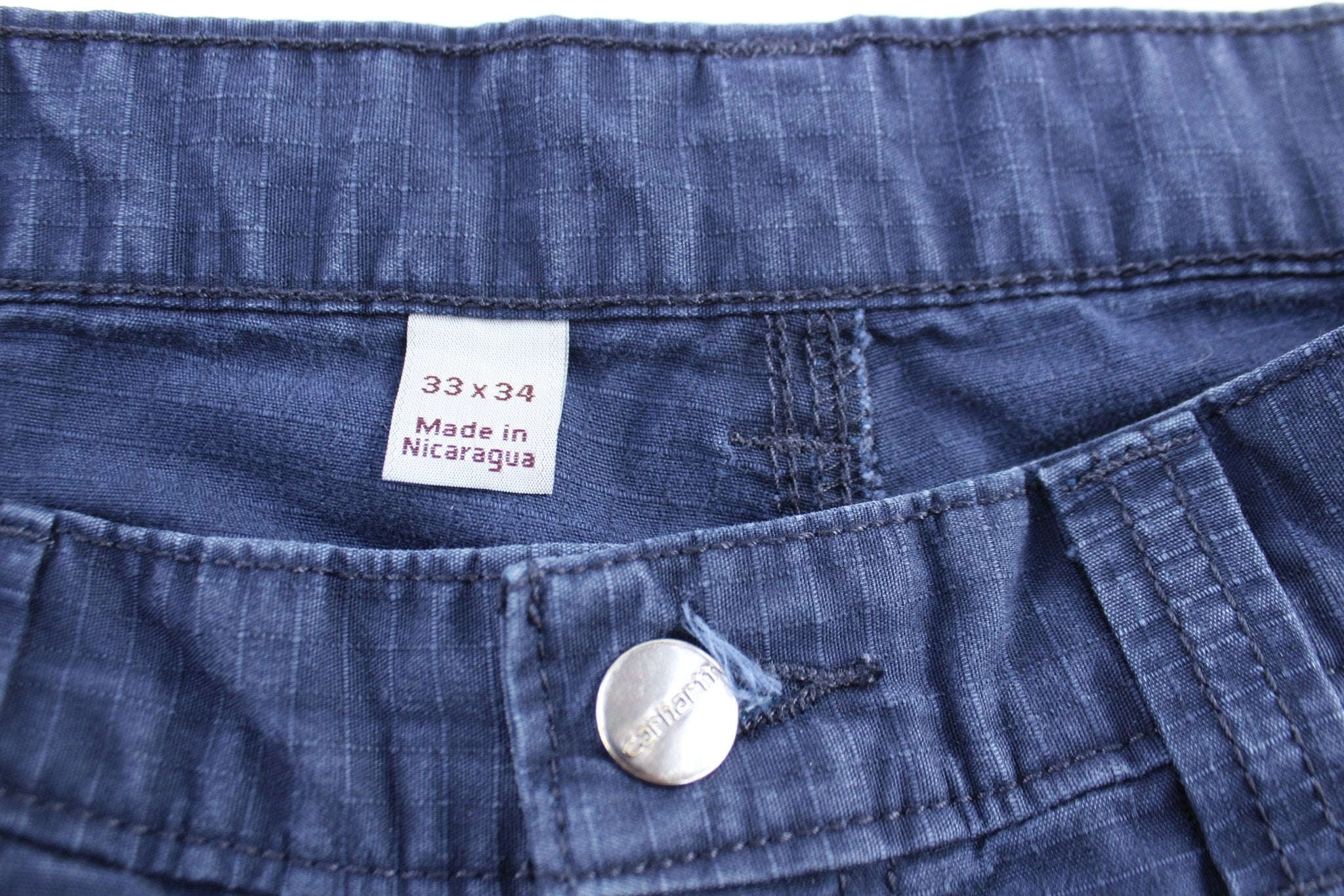 Carhartt Logo Patch Blue Cargo Pants - ThriftedThreads.com