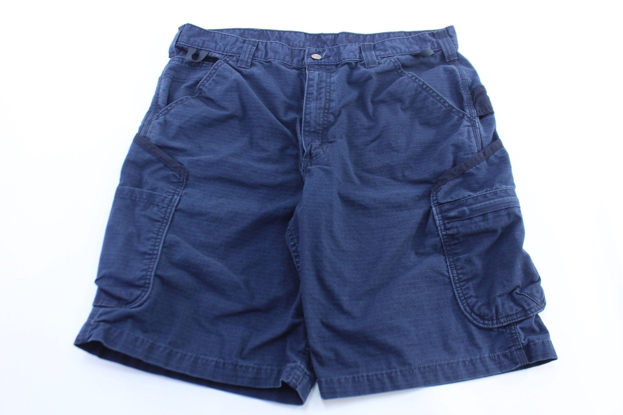 Carhartt Logo Patch Blue Cargo Shorts - ThriftedThreads.com