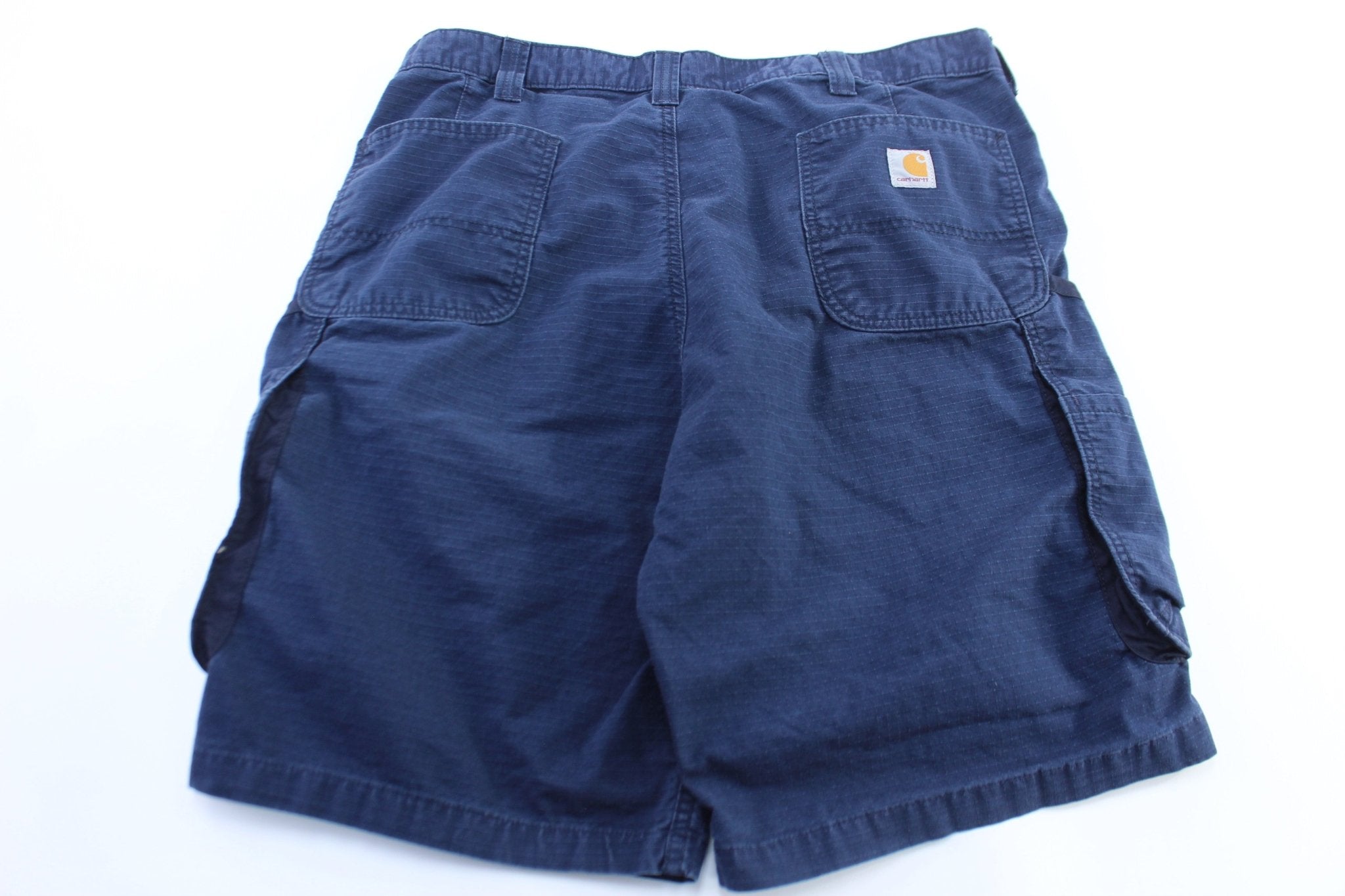 Carhartt Logo Patch Blue Cargo Shorts - ThriftedThreads.com