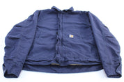 Carhartt Logo Patch Blue Flame Resistant Zip Up Jacket - ThriftedThreads.com