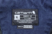 Carhartt Logo Patch Blue Full Zip Hooded Jacket - ThriftedThreads.com