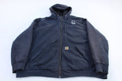 Carhartt Logo Patch Blue Full Zip Hooded Jacket - ThriftedThreads.com