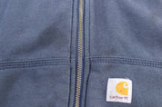 Carhartt Logo Patch Blue Full Zip Hooded Jacket - Jacket - Thrifted Threads