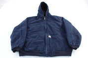 Carhartt Logo Patch Blue Full Zip Hooded Jacket - Jacket - Thrifted Threads